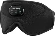 Tulbeys Sleep Headphones Mask with Bluetooth - Light Blocking Silk Eye 3D Mask for Sleep with 38 Soothing White Noise Side Sleepers Women Men, 14hrs Playing Time, Timer Set Perfect for Sleeping