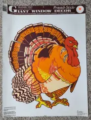 Vintage Eureka Window Cling Presto Stick Reusable Vinyl Turkey 18 in