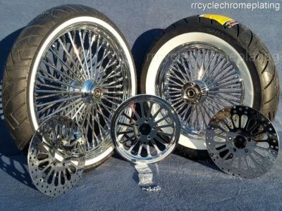 DNA Mammoth 52 Spoke Chrome Wheels 2 Rotors Pulley Tire Harley 08-23 Deluxe