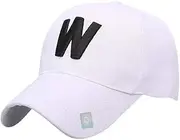 [Generic] W Letter Baseball Travelling Couple Peaked Cap Simple Monogrammed Cap White One Size