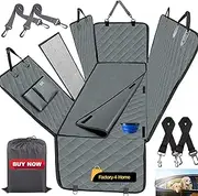 FACTORY4HOME Premium Dog Seat Cover 7-in-1 Waterproof & Scratchproof Hammock with Mesh Window, Side Flaps, and Seat Belt Openings – Universal Fit for Cars, Trucks & SUVs