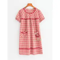 在飛比找ETMall東森購物網優惠-麥可將夏季梭織純棉布格子睡裙