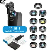 APEXEL 11 in 1 Mobile Phone Lens Kit Macro Wide Angle Fisheye Lens CPL ND Filter