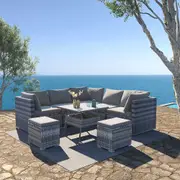 8 Piece Outdoor Wicker Dining Set Grey