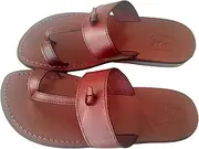 [LION OF JUDAH MARKET] Biblical Style 09 Unisex Adults Genuine Leather Flip Flops Jesus Sandals