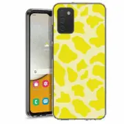 For Samsung Galaxy A03s A02s TPU Case Cover+Glass(Cow Skin Yellow)