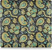 [Amooorous] Retro Fashion Flower Paisley Gold Turquoise Leather Car insurance and registration card holder Auto Truck Comparment Accessories Case for Driver License, Cards & Essential Documents