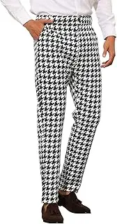 [Lars Amadeus] Houndstooth Dress Pants for Men's Big and Tall Regular Fit Plaid Checked Trousers
