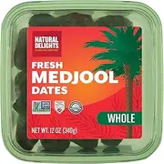 Natural Delights Medjool Dates – Large & Plump, Whole Non-GMO Verified, Good Source of Fiber, Naturally Sweet Fruit Snack, Perfect for On-the-Go - Medjool Dates Whole, 12 oz Container
