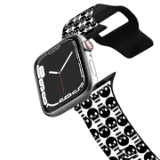 Apple Watch Series 4-6, SE (40mm) Impact Band SKULL IN THE CROWD, BLACK WATCH BAND - HALLOWEEN SKULLS SPOOKY SKELETON BLACK WHITE BACKGROUND CREEPY PATTERN By Ebi Emporium