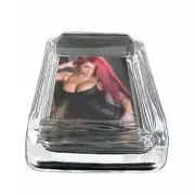 Rock and Roll Pin Up Girls D4 Glass Square Ashtray 4" x 3" Smoking Cigarette Bar