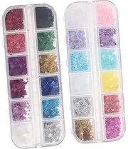 WRITWAA Sets Glitter Nail Powder for Manicure Set Professional Stick Nails Almond