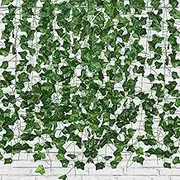QC Life 84 FT Artificial Ivy Fake Greenery Leaf Garland Plants Vine Foliage Flowers Hanging for Wedding Party Garden Home Kitchen Office Wall Decoration（12 Pack）