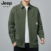 在飛比找ETMall東森購物網優惠-Jeep吉普綠色襯衫男士長袖秋季新款潮流純棉軍旅風工裝襯衣外