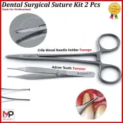 Dental Crile Wood Surgical Kit Scissors Forceps Adson Tooth Tweezers Set