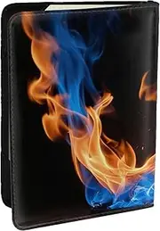 [JEJEA] Blue Flame Print Travel Organizer Credit Cards Case Passport BookPassport Holder Cover Wallet forTraveling,, Black, One Size