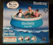BESTWAY Fast Set Round Inflatable Pool 6ft x 20" NEW IN HAND