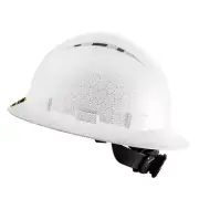 Full Brim Hard Hats Vented Construction Helmets OSHA White Hexagon - Vented