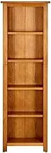 5-Tier Bookcase Solid Oak Wood 45x22x140 cm, Sturdy Standing Shelf for Living Room, Bedroom or Office, Natural Finish Oak Veneered MDF, Space-Saving Storage Solution