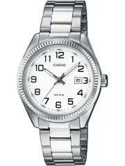 Casio Lady Date White LTP-1302PD-7BVEG White Dial Silver Stainless Steel Womens Watch