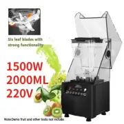 New Commercial Soundproof Blender Home 220V Fruit Smoothie Mixer 2L Cover Shield