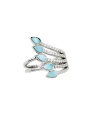 Savvy Cie Silver Larimar CZ Ring