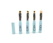 4PCS Portable Four-in-One Cosmetic Brush Stitching Cosmetic Brush Set - BLUE