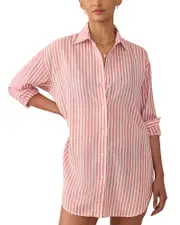 Faherty Haze Stripe Mini Shirtdress