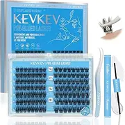 [KevKev] Self Adhesive Eyelashes Kit 112 Pcs Press On Lashes Pre Bonded Lash Clusters No Glue Needed Cluster Lashes 2 Styles 10-18mm Mixed with Lash Tweezers Fixative and Remover (Misty & Blizzard)