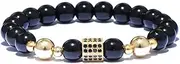 [IBOWZ] Crystal Bracelet Bead Bracelets Crystal Bracelet, 7 Chakra Natural Stone Beads Obsidian Bangle Yoga Golden Jewelry Elastic Energy Bracelets Unlimited Charm Diffuser Women Men Gift