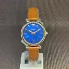 Fossil ES4701 Carlie Mini Three-Hand Tan Leather Blue Analog Ladies Dress Watch
