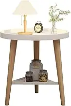 CULOTOL Modern Round End Table,Side Table Bedroom Guest Room Bedside Corner Table with Storage Function for Home Samll Tables for Living Bedroom,White Side Table 40 * 40 * 44cm