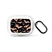 AirPods Pro 2 Impact Case Grunge gothic bats pattern - Halloween bats - beige black