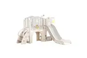7 in 1 Kids Slide Set Ladder Basketball Hoop Playground Telescope Steps Activity Centre Tunnel Ring Toss Indoor Outdoor Playset Toy