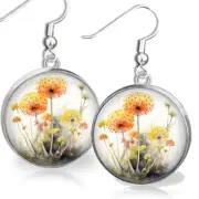 Dandelions Botanical Art Print Make A Wish Flowers Nostalgic Dangle Earrings