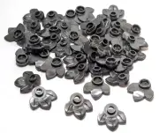 Lego - Lot of 40 - Dark Grey, Plant, Plate 1 x 1 Round with 3 Leaves