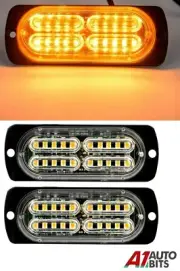 2x Hazard Flash Lights Strobe Bar Warning Amber Led Car Truck Emergency 12V 24V