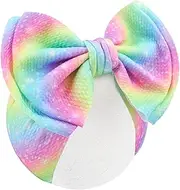 YanJie Rainbow Headbands for Baby Girls Newborn Infant Toddler Kids Hair Bows Girl Hair Accessories Dreamy Colorful Fashion Head Bow