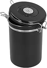 304 Stainless Steel Coffee Bean Container with Pen and Spoon Spoon for Fresh Food Storage At Home (1.8L Black)