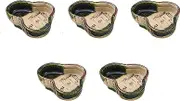 Set of 5 Oribe Pine Shaped Pots, 4.7 x 3.3 x 1.2 inches (12 x 8.3 x 3 cm) | Shokado Pottery (Setomonohonpo)