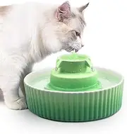 SHENMAIDAY Ceramic Pet Drinking Fountain, 2.1L Cat and Dog Drinking Fountain, Ultra Quiet Automatic Cat Drinking Fountain Pet Water Bowl with Filter, Automatic Water Circulation (Green, Large)