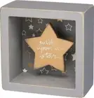 NEW!~Primitive Wood Shadow Box Sign~Star~"Wish Upon A Star"~Shelf Sitter