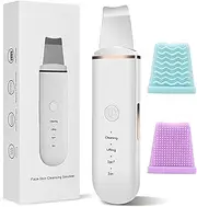 Facial Skin Scrubber with 4 Modes Facial Skin Spatula Comedones Extractor Blackhead Remover Face Wash Spatula USB Rechargeable Electric Ultrasonic Skin Cleanser for Facial Deep Cleansing