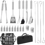 21PCS Stainless Steel BBQ Grilling Accessories Set, Dad Gifts for Fathers Day Grilling Gifts,Portable Practical Grill Tools Utensils Kit with Storage Bag for Outdoor Grill Camping Backyard
