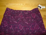 New Womens Jaclyn Smith Rayon Crinkle Skirt XL Purple Paisley Black Side Zip
