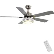 Indoor Ceiling Fan Light Fixtures Remote LED 52 Brushed Nickel Ceiling Fans f...