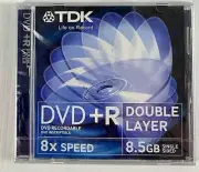 1x TDK DVD+R Double Layer Blank Discs Recordable Sealed 8x speed, 8.5GB