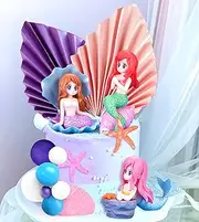 JeVenis 30 PCS Mermaid Cake Decoration Under the Sea Cake Decoration Seashell Cake Topper Mermaid Tail Cake Topper Mermaid Party Supplies Sea Star Cake Toppers