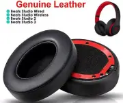 Genuine Leather Replacement Ear Pads Cushions Beats Studio 2.0 3.0 Wired/Wireles