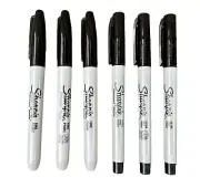 6 Sharpie Permanent Markers Combo 6 Pack - 3 Fine Point + 3 Ultra Fine Black